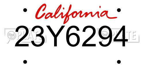 23Y6294 California License Plate