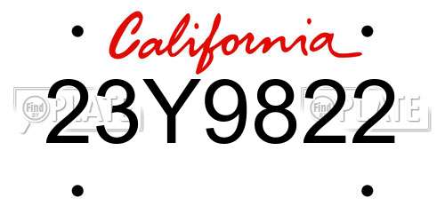 23Y9822 California License Plate