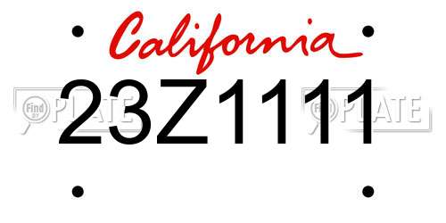 23Z1111 California License Plate