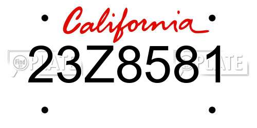 23Z8581 California License Plate