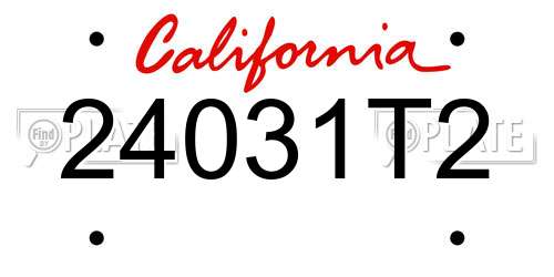 24031T2 California License Plate