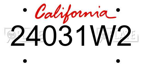 24031W2 California License Plate