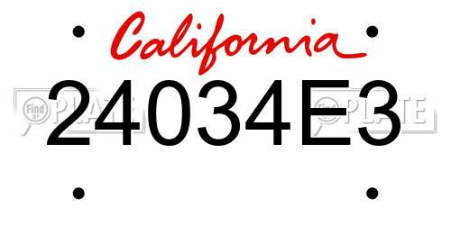 24034E3 California License Plate