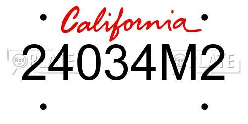 24034M2 California License Plate