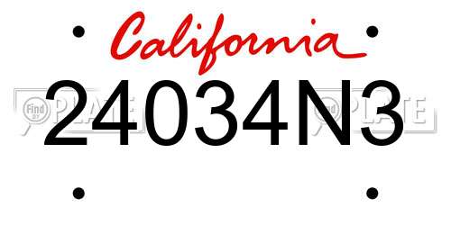 24034N3 California License Plate