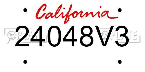 24048V3 California License Plate