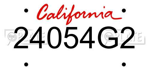 24054G2 California License Plate