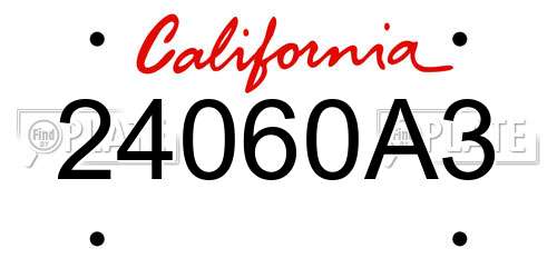 24060A3 California License Plate