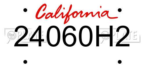 24060H2 California License Plate