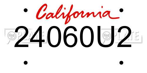 24060U2 California License Plate