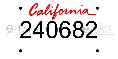 240682 California License Plate