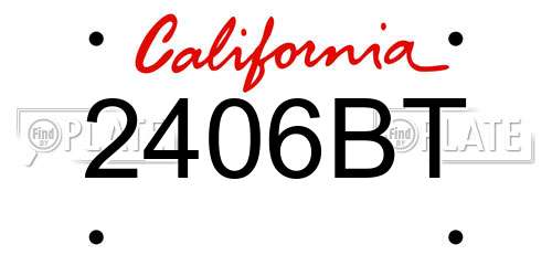 2406BT California License Plate
