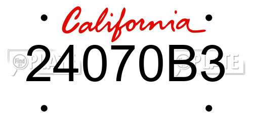 24070B3 California License Plate