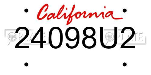 24098U2 California License Plate