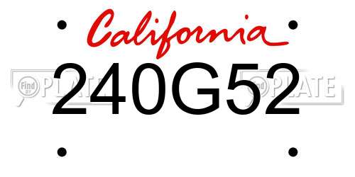 240G52 California License Plate