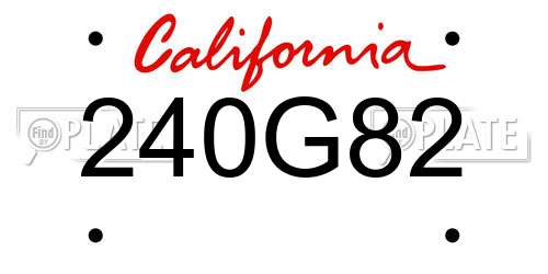240G82 California License Plate