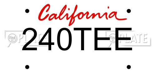 240TEE California License Plate