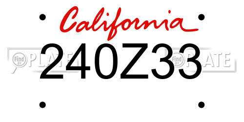 240Z33 California License Plate