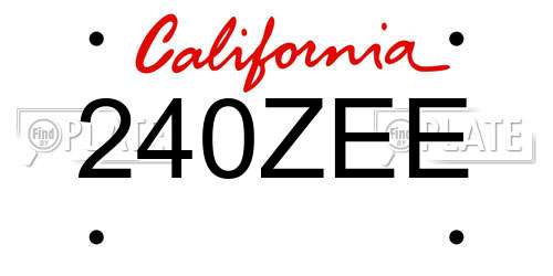 240ZEE California License Plate