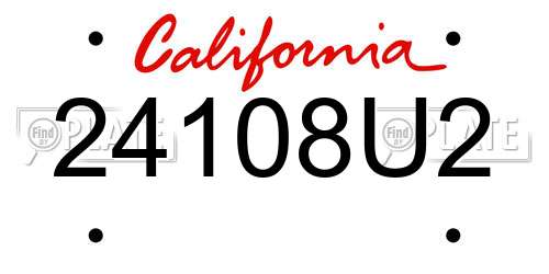 24108U2 California License Plate