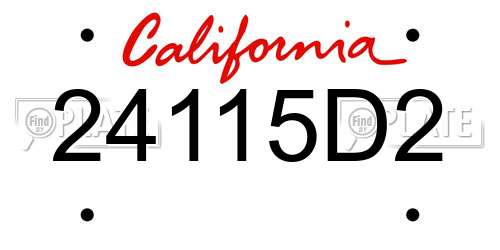 24115D2 California License Plate