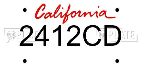 2412CD California License Plate