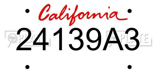 24139A3 California License Plate