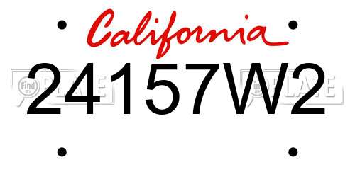 24157W2 California License Plate