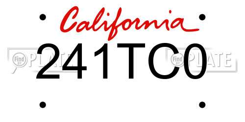 241TC0 California License Plate