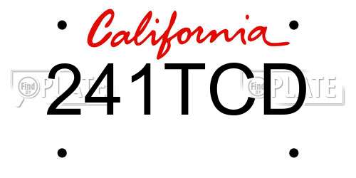 241TCD California License Plate