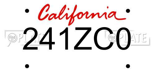 241ZC0 California License Plate