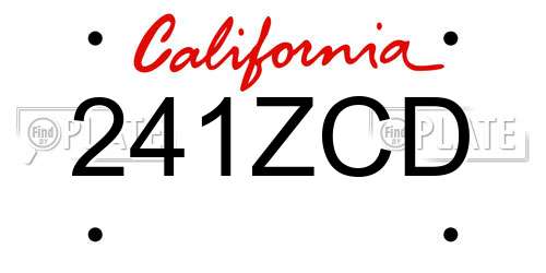 241ZCD California License Plate