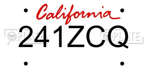 241ZCQ California License Plate