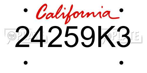 24259K3 California License Plate