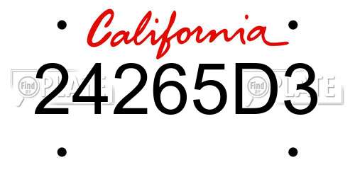 24265D3 California License Plate