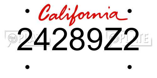 24289Z2 California License Plate