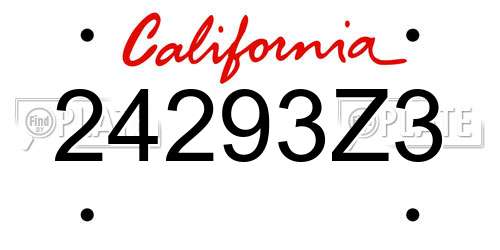 24293Z3 California License Plate