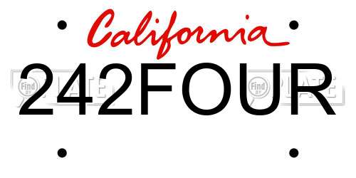 242FOUR California License Plate