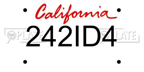 242ID4 California License Plate
