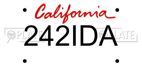 242IDA California License Plate