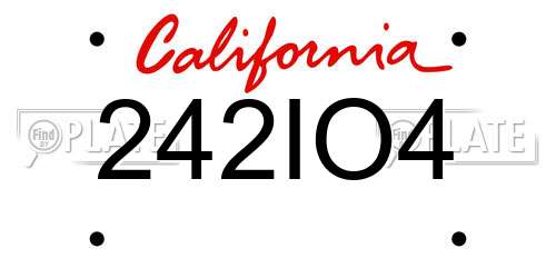 242IO4 California License Plate