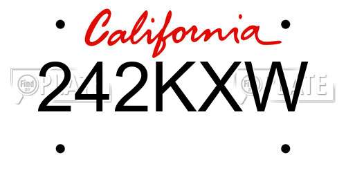 242KXW California License Plate