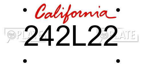 242L22 California License Plate