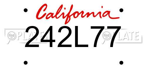 242L77 California License Plate