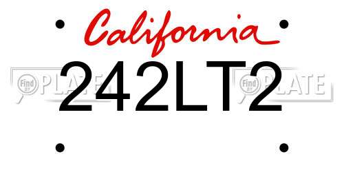 242LT2 California License Plate