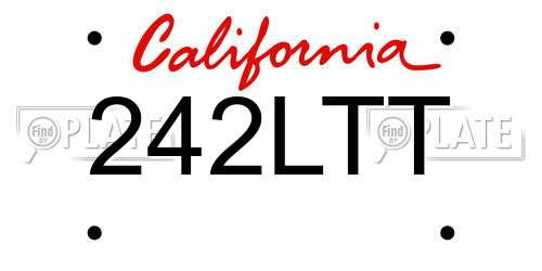 242LTT California License Plate