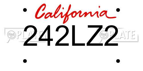 242LZ2 California License Plate