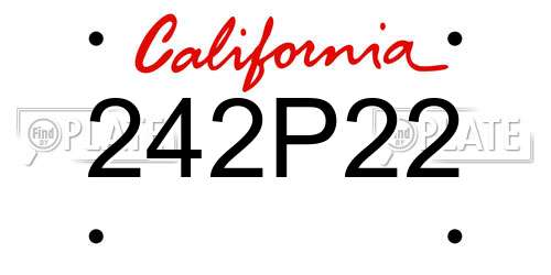 242P22 California License Plate