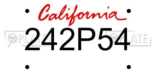242P54 California License Plate