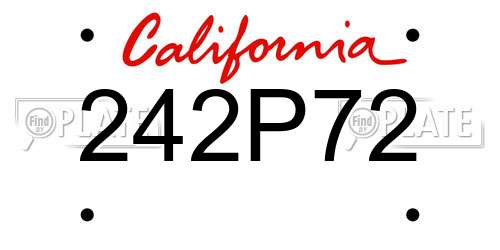 242P72 California License Plate